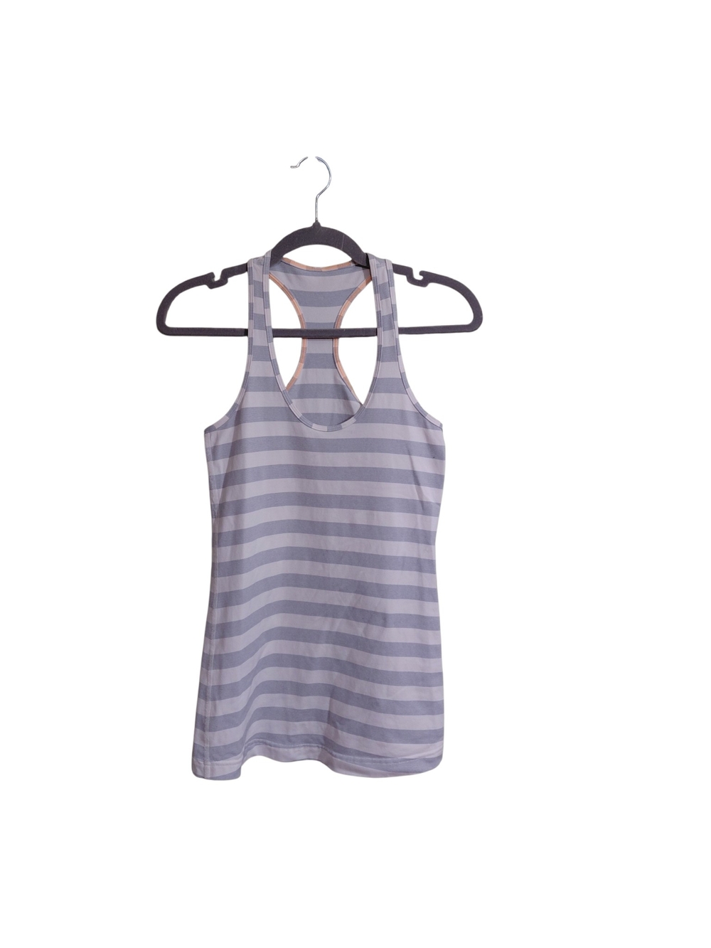 lululemon athletica Gray and White Striped Racerback Tank